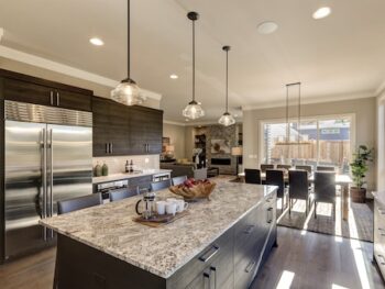 Modern Gray Kitchen Features Dark Gray Cabinetry