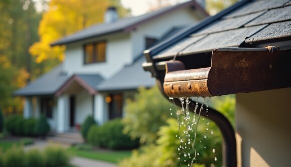  A well-functioning gutter system directs water away from the house. 