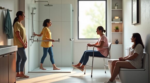 Installing grab bars near the toilet and tub is essential. Installing grab bars near the toilet and tub is essential. They provide support and help prevent falls.