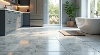 Tile flooring for kitchens and bathrooms